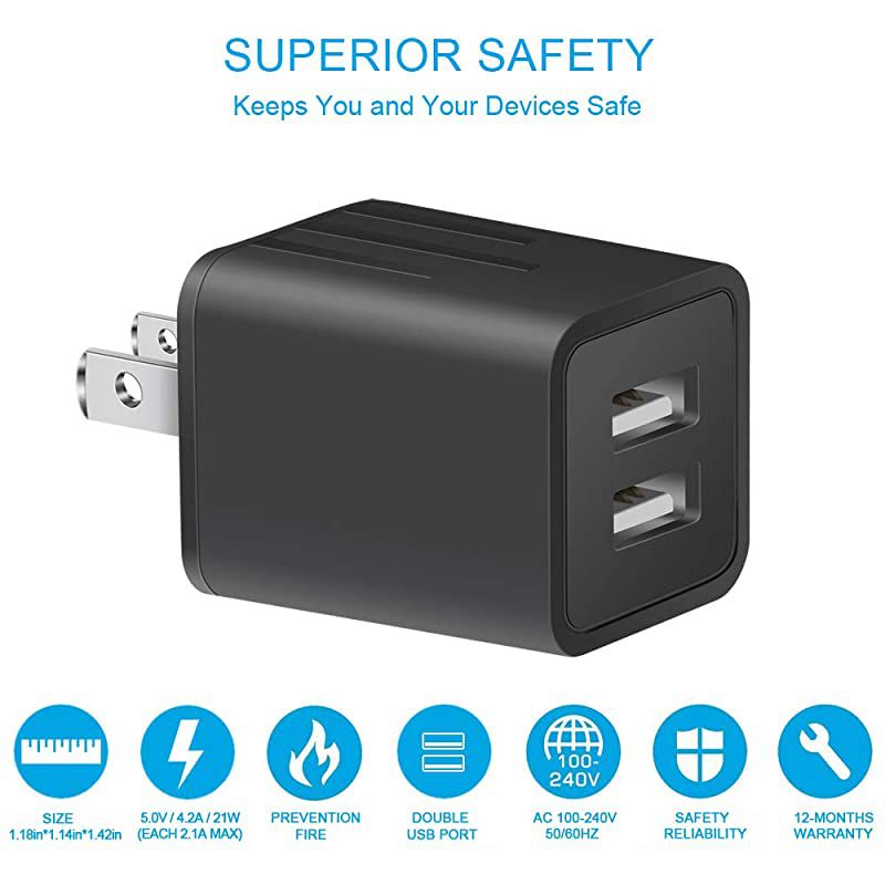 iPhone Charger  Fast Charging 2Pack 6Ft Nylon Braided Lightning Cable Data Sync Transfer Cord with 2Port Plug Wall Charger ETL Listed Compatible with iPhone XS MAXXRX876S6PlusiPad