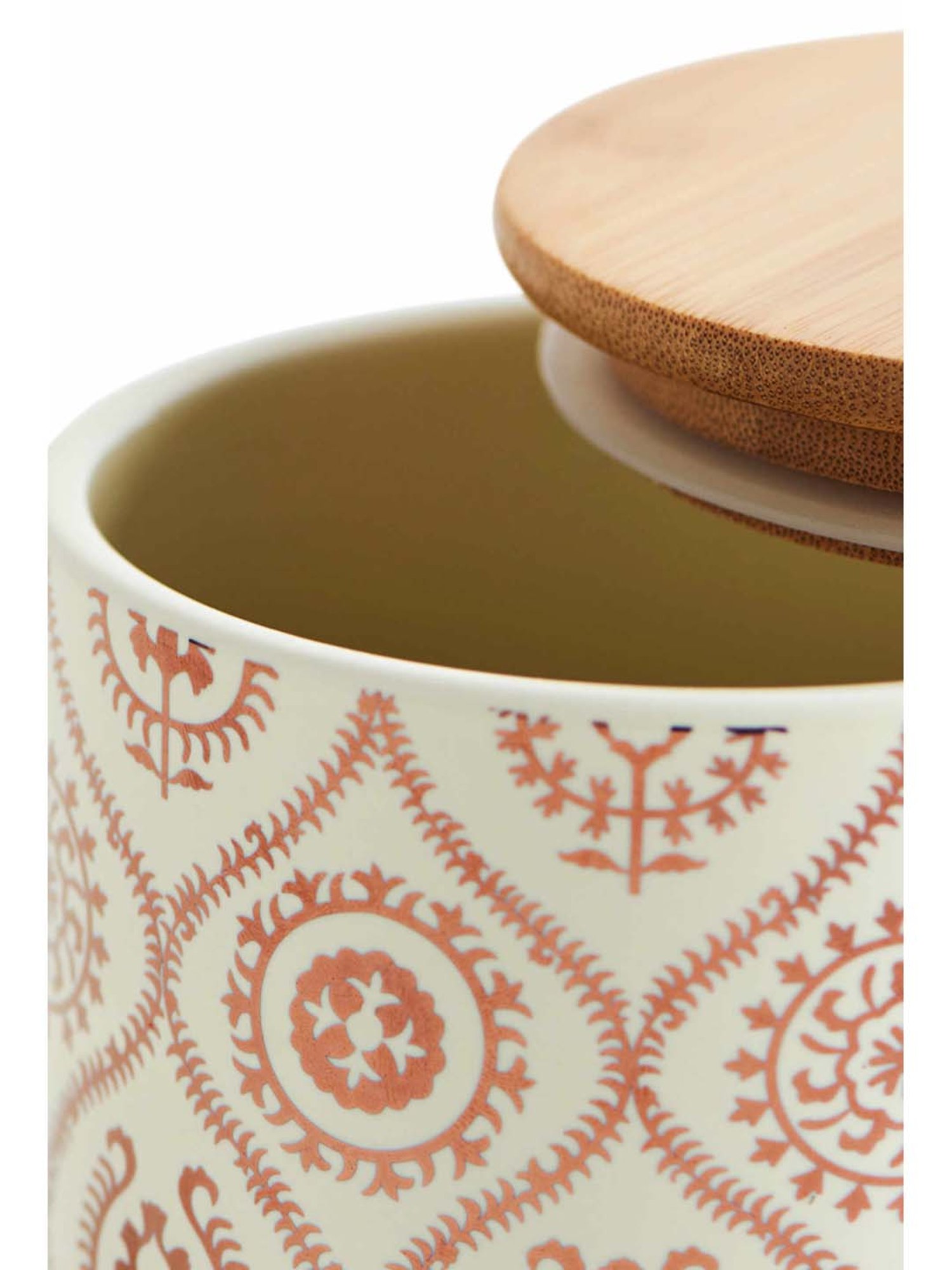 Chumbak Suzani Beige Ceramic Storage Jar - Set of 1