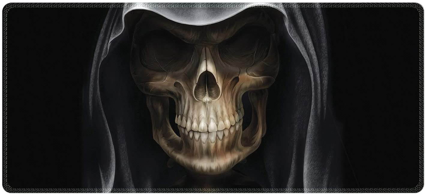 Meffort Inc Extra Large Extended Gaming Desk Mat 34.75 x 15.25 inch XXL XXLG Mouse Pad - Skull Face