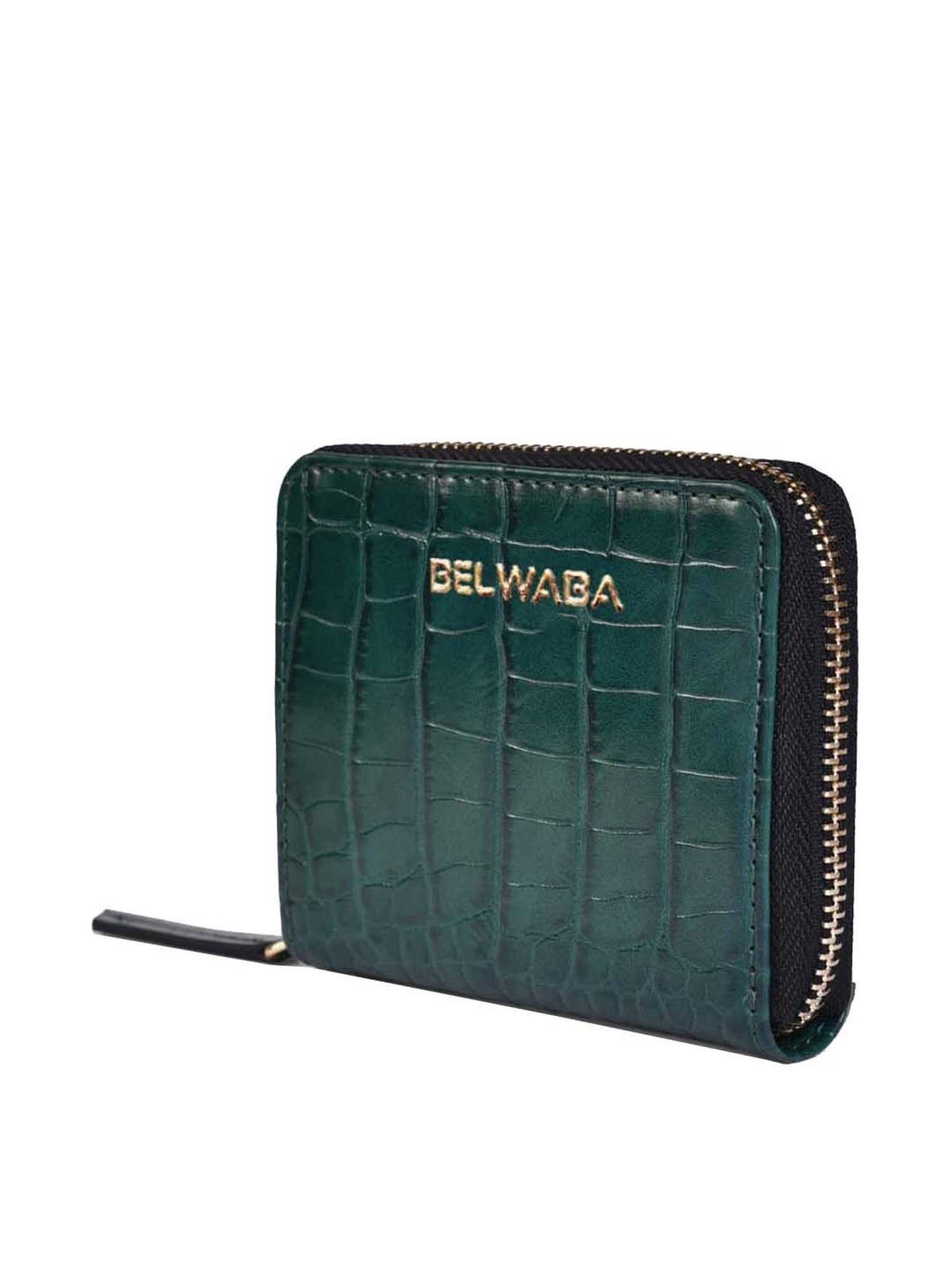 BELWABA Green Textured Zip Around Wallet for Women