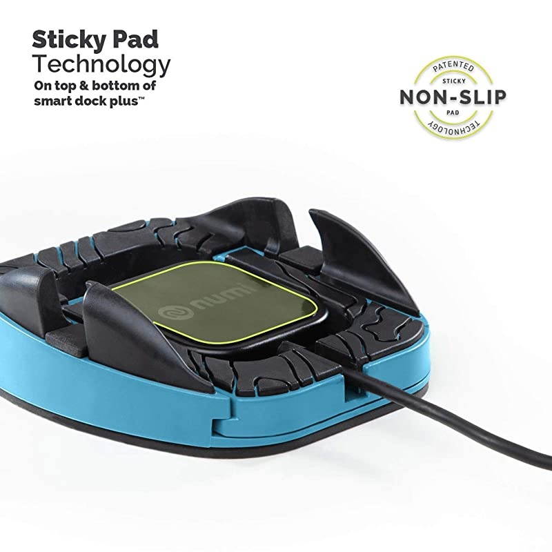 Charging Smart Dock Plus - Car Charger and Phone Holder for Car - Qi Charger Sticks to All Automotive Dashboards &ndash; The Ultimate car Phone Mount (Blue)