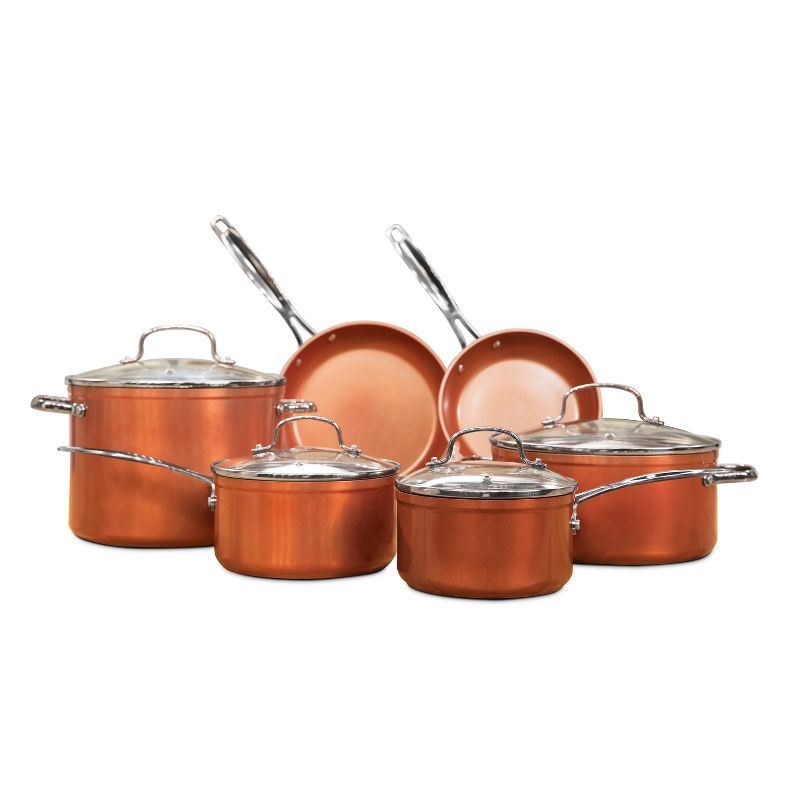 Nuwave Copper 10 Piece Ceramic Duralon Forged Cookware Set with Lids