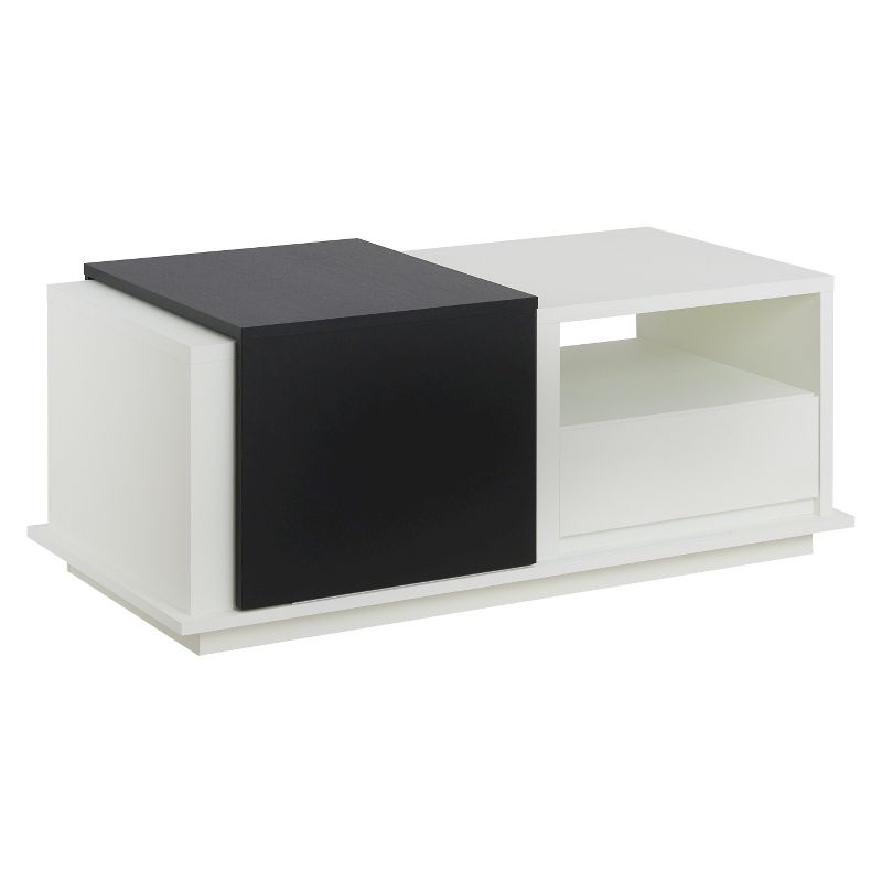 Carmine Modern Two-Tone Slide Top Storage Coffee Table White/Black - HOMES: Inside + Out