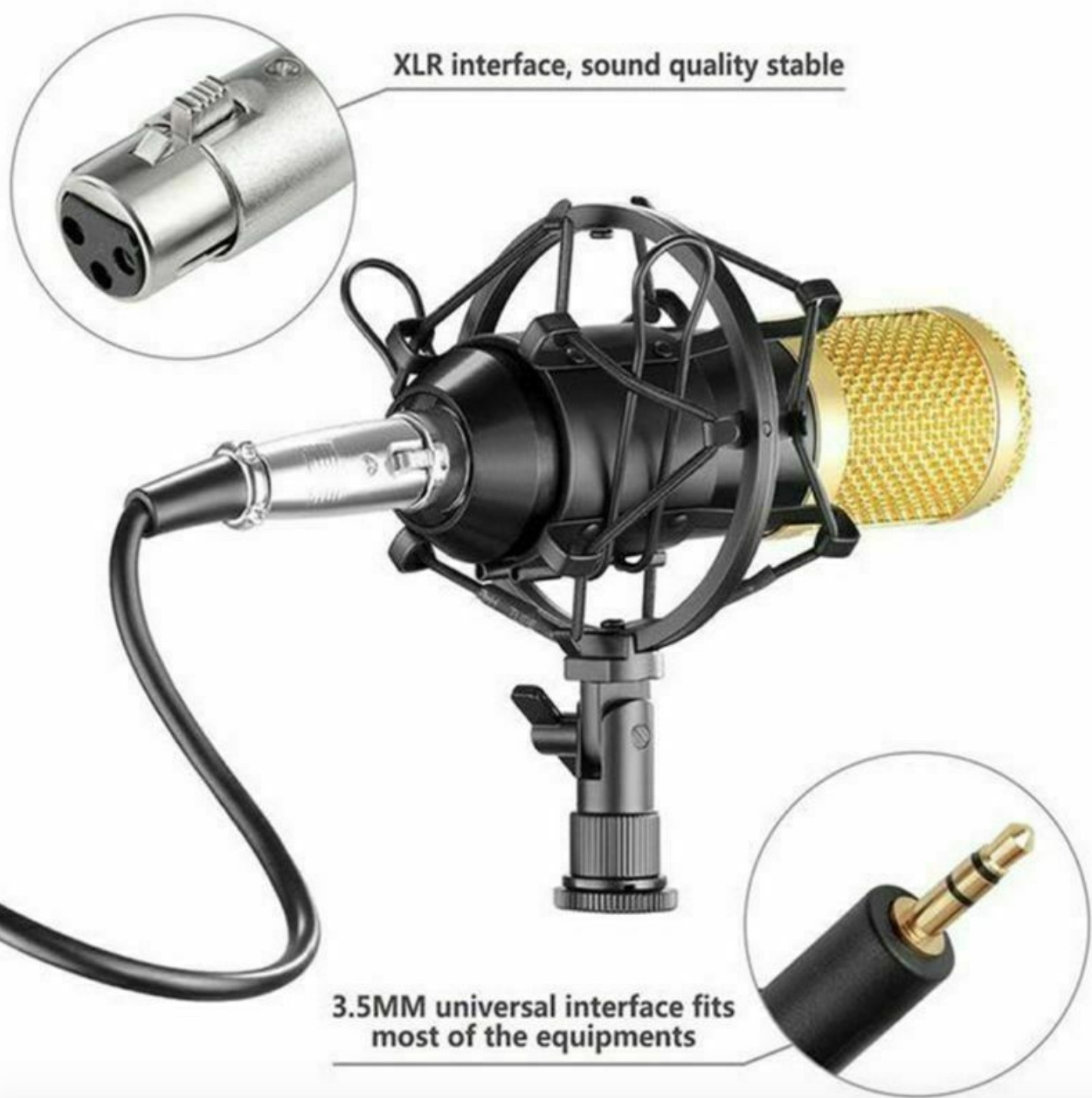 gold--BM800 Professional Suspension Microphone Kit Studio Live Stream Broadcasting Recording Condenser Microphone Set