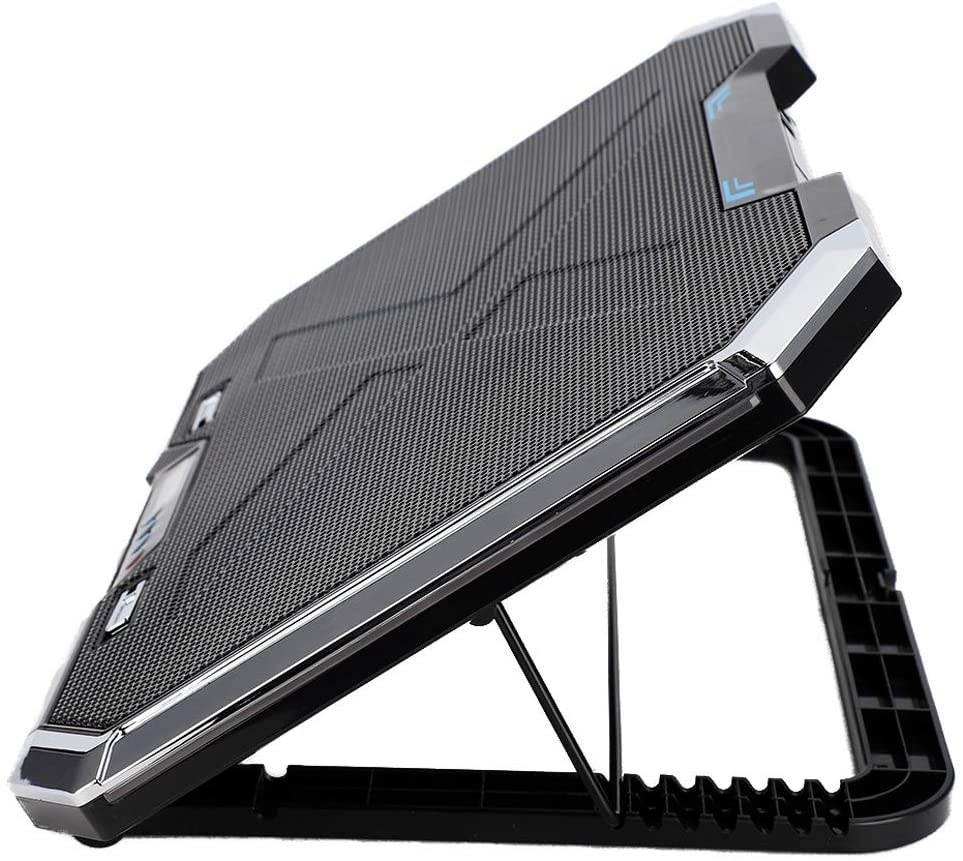 RGB Laptop Cooling Pad with 6 Quiet LED Fans 5 Heights Adjustable and Phone Stand, Dual USB Ports Gaming Laptop Cooler for 11"-18" Gaming Laptops (Blue)