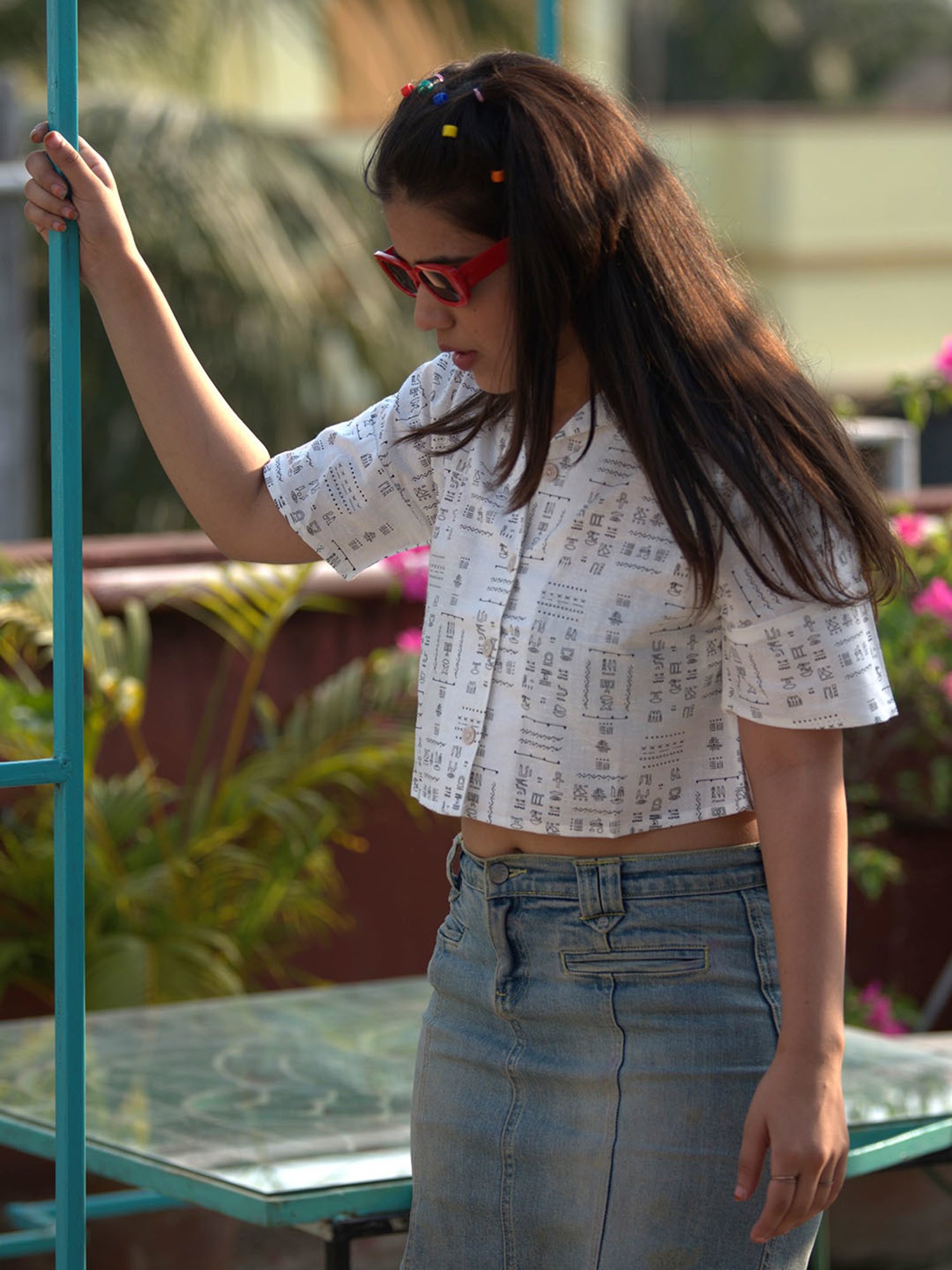 TeenTrums Girls White Printed Crop Top