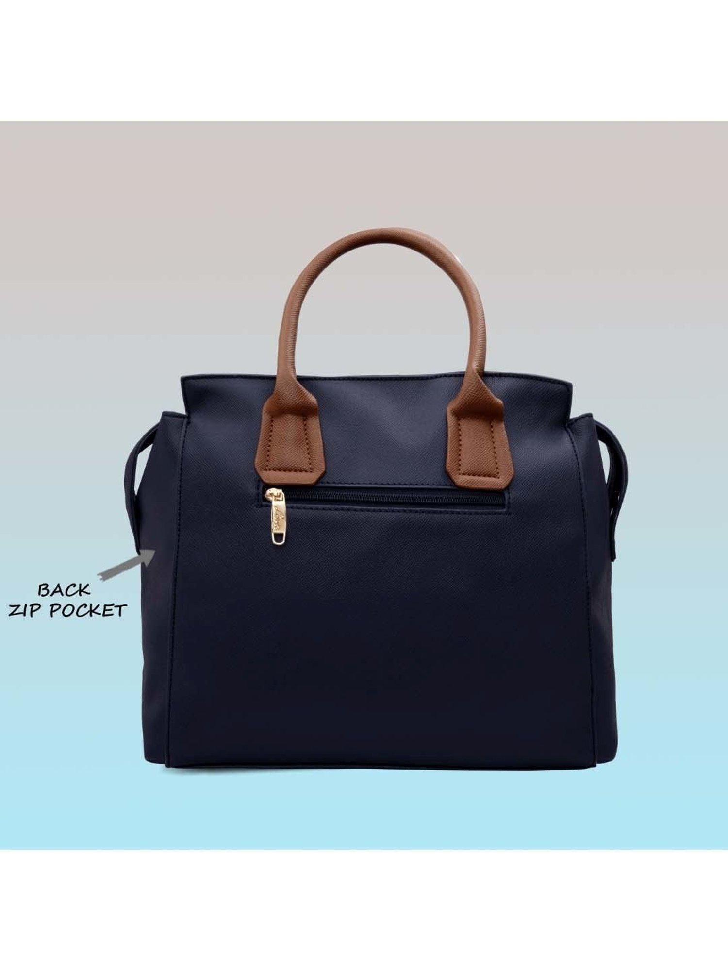 Lavie Navy Solid Large Handbag