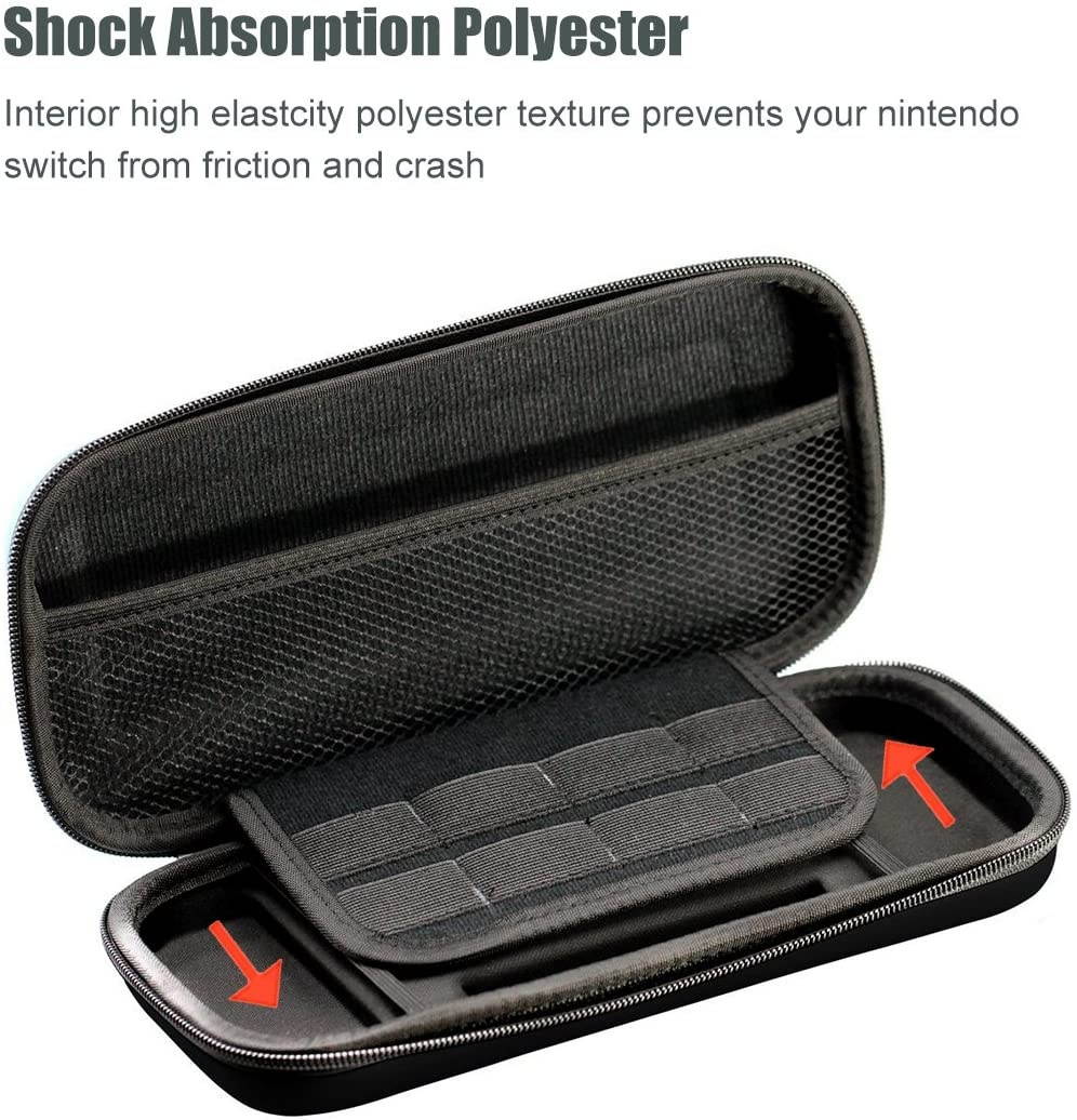 ProCase Nintendo Switch Case, Hard Shell Travel Carrying Box Case for Nintendo Switch with 8 Game Cards Holders -Black