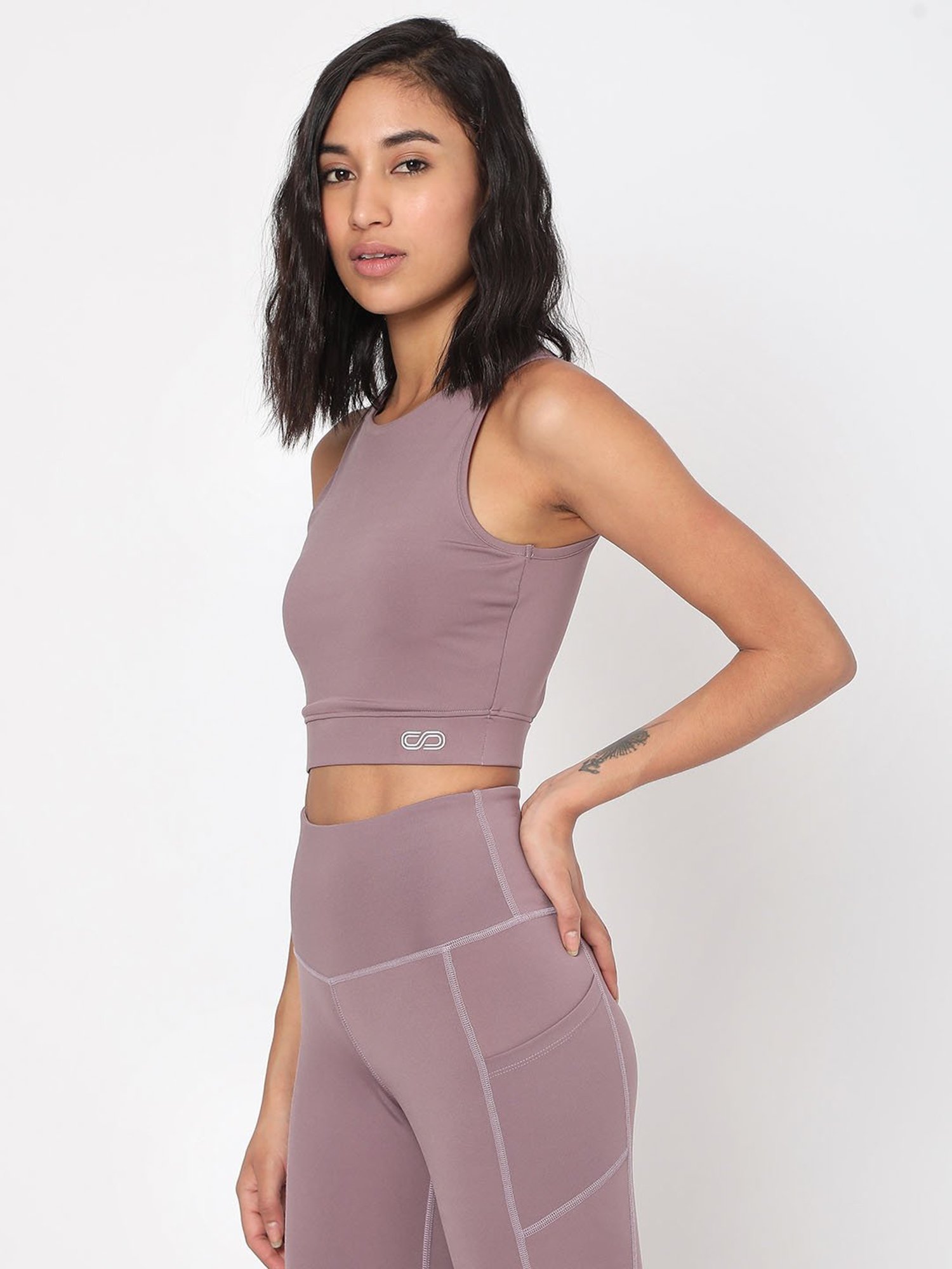 SILVERTRAQ Mauve Relaxed Fit Crop Top