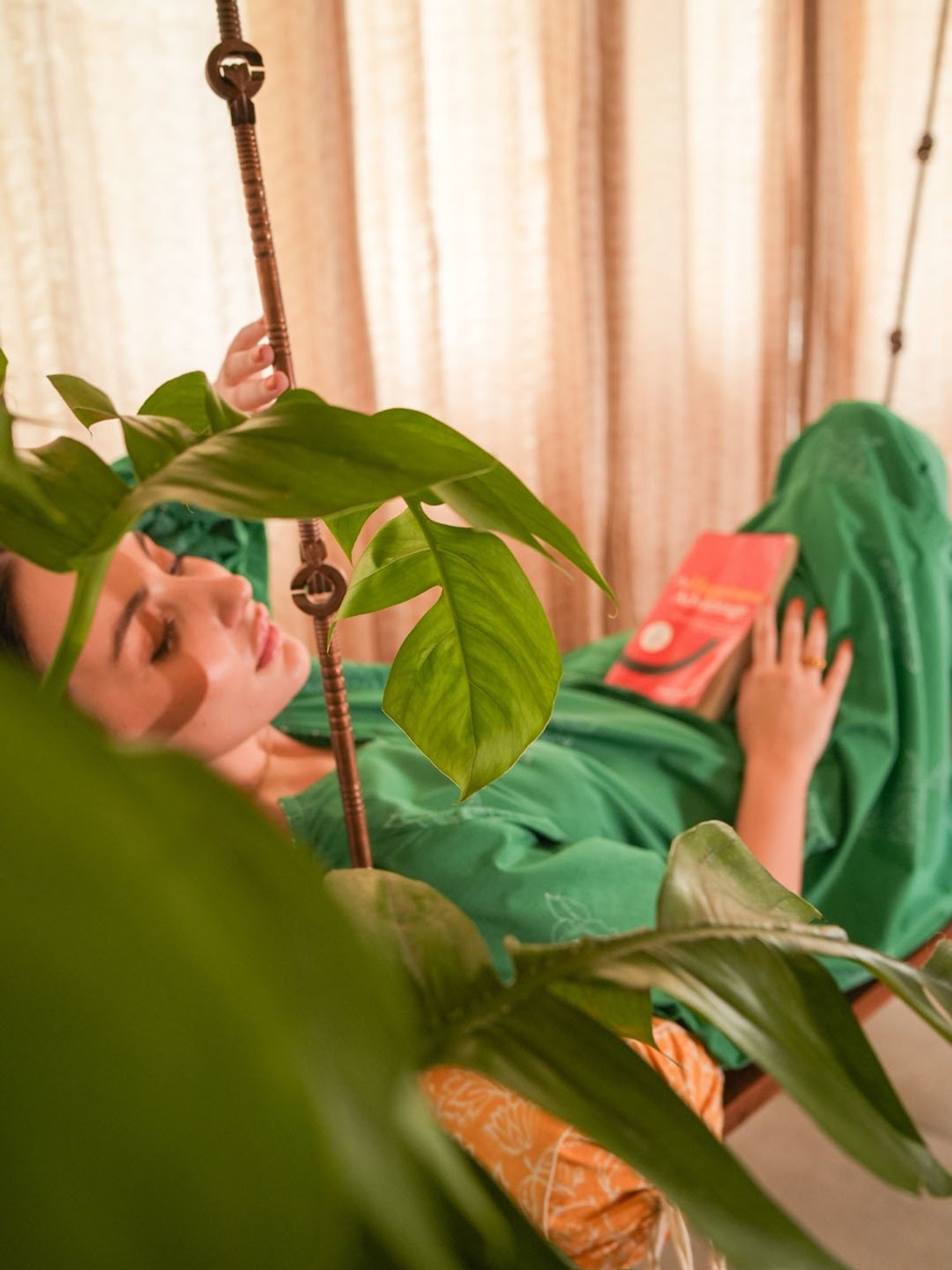 Akiso Emerald Green Hand Block Printed Assymetrical Kaftan