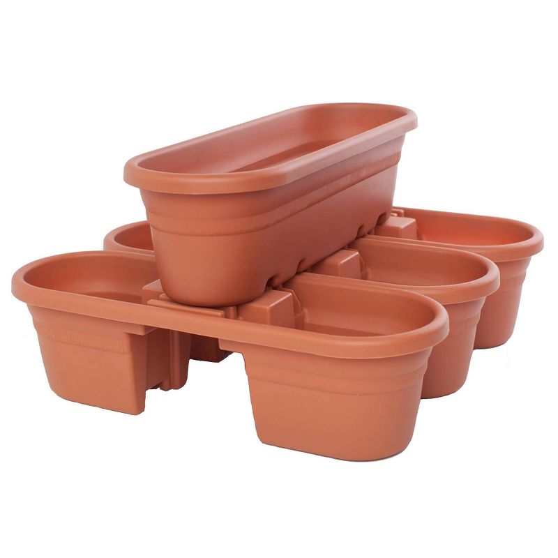 HC Companies 12-Inch Outdoor Plastic Deck Flower Planter Box, Chocolate (2 Pack)
