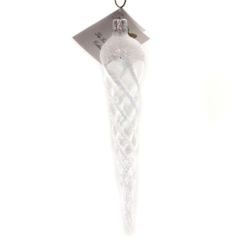 Golden Bell Collection 5.25" White Glittered Icicle Ornament Christmas Winter  -  Tree Ornaments
