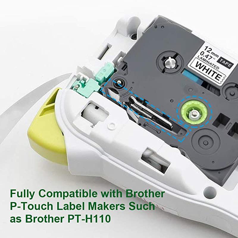 Compatible Label Tape Replacement for Brother Label Maker Tape 12mm 0.47 White Ptouch TZe TZ 231 Laminated Tapes Work with Brother PTouch PT-D210 PT-H110 PTD-600 PT-D400 26.2 Feet, 5 Pack