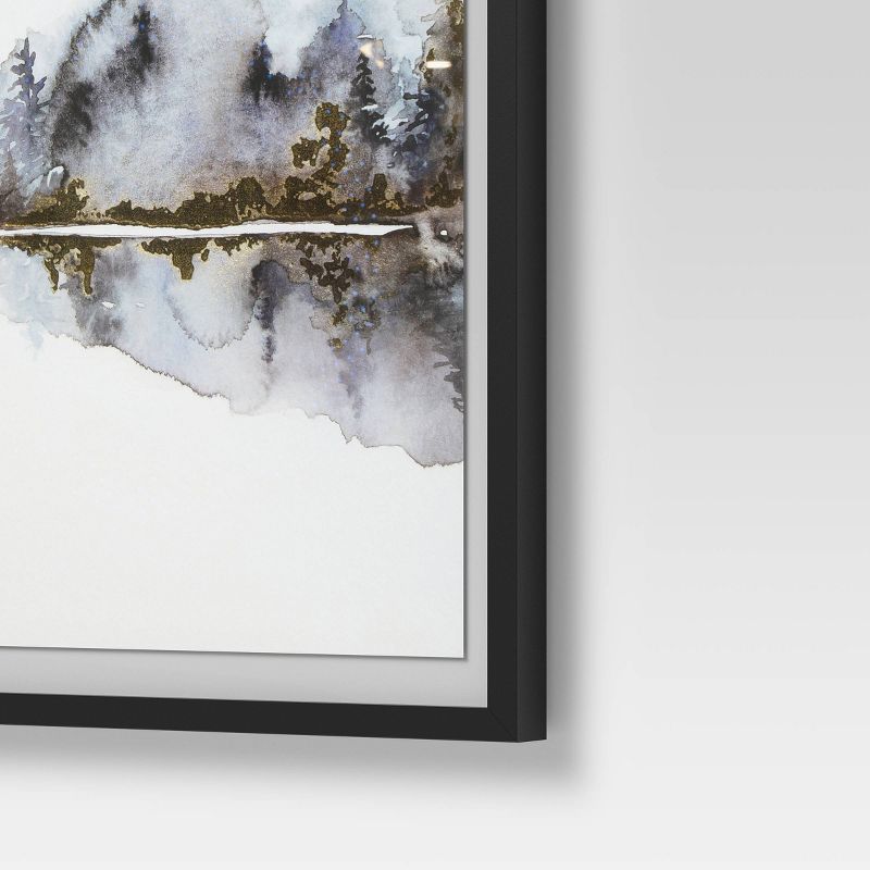 (Set of 2) 16" x 20" Watercolor Trees Float Mount Framed Wall Art Gold - Project 62™