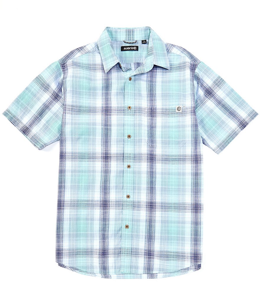Solaris Short-Sleeve Linear Plaid Sportshirt