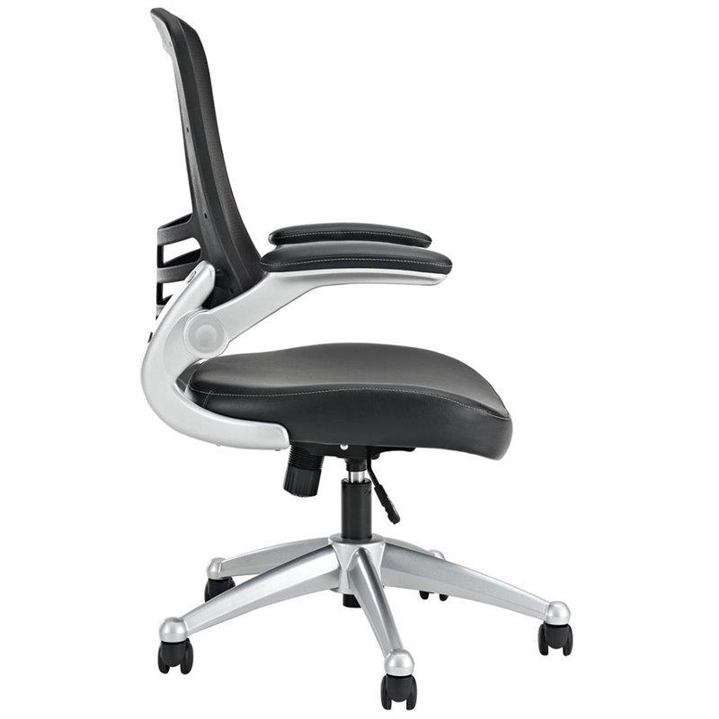 Modway EEI-210-BLK 40.5 - 43.5 H x 26.5 W x 25 L in. Attainment Office Chair in Black Mesh & Leatherette, Black
