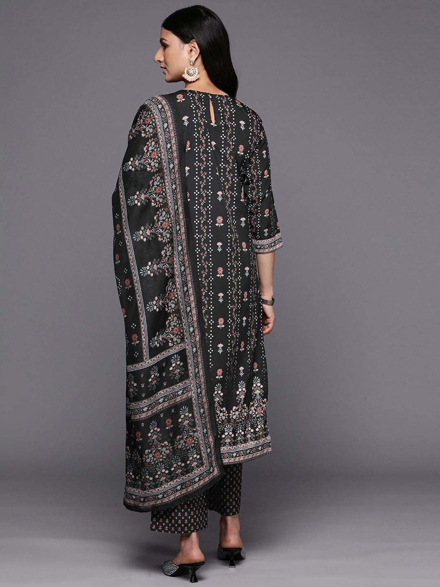 Libas Black Printed Kurta Pant Set With Dupatta
