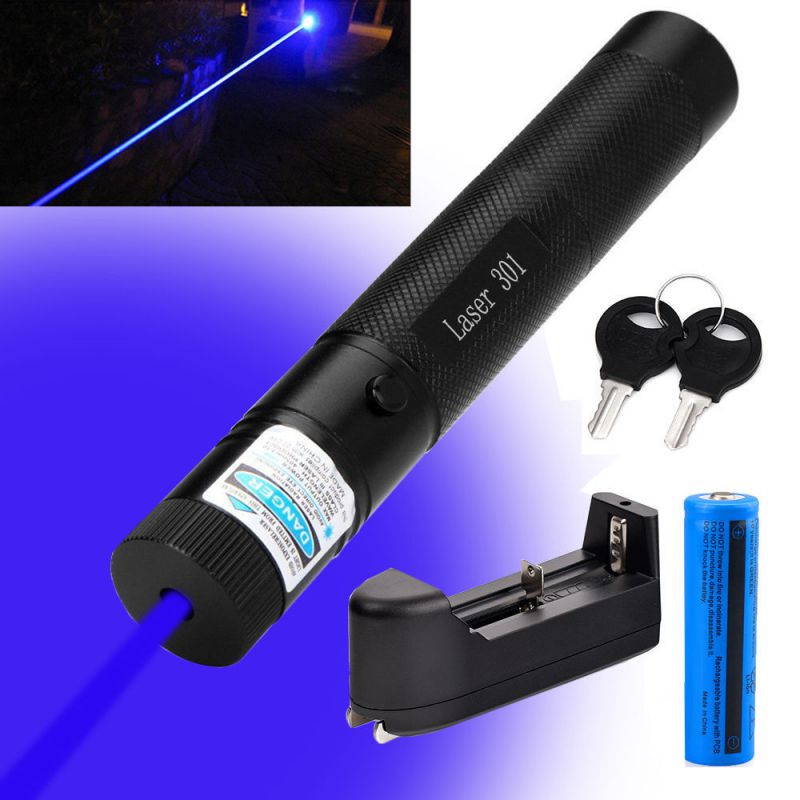 Military Blue Purple Laser Pointer 405nm Lazer Pen Beam+ 18650 Battery + Charger