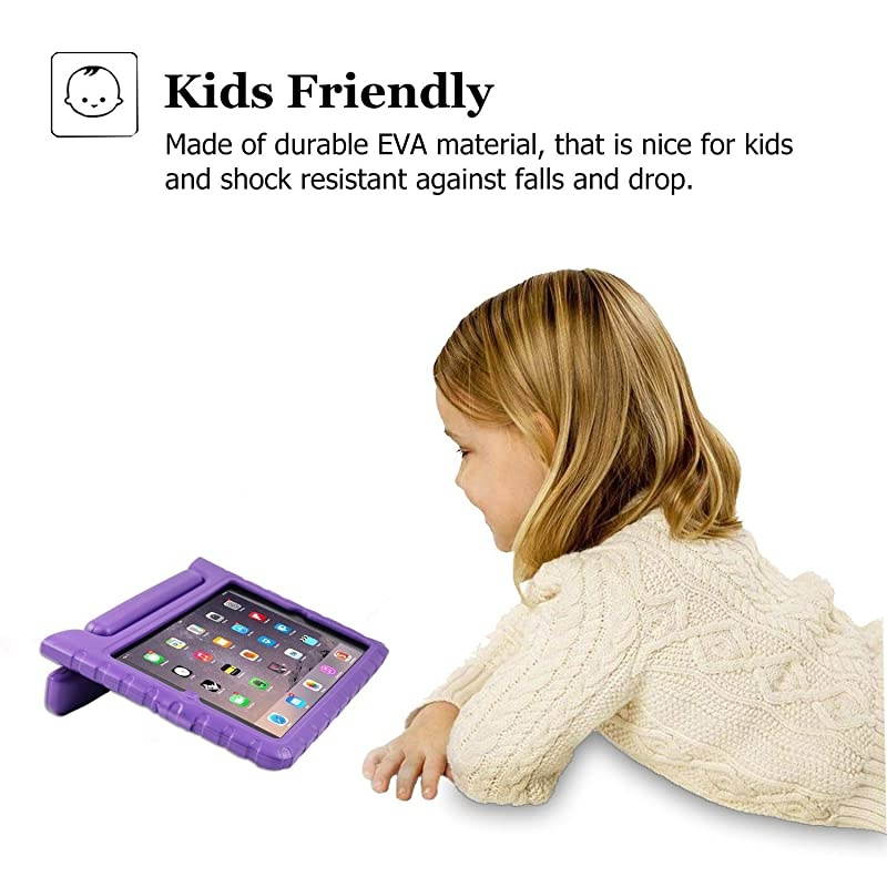 Kids Case for 97 iPad 2 3 4 Old Model Light Weight Shock Proof Convertible Handle Stand Kids Friendly for iPad 2 iPad 3rd Generation iPad 4th Generation Tablet Purple