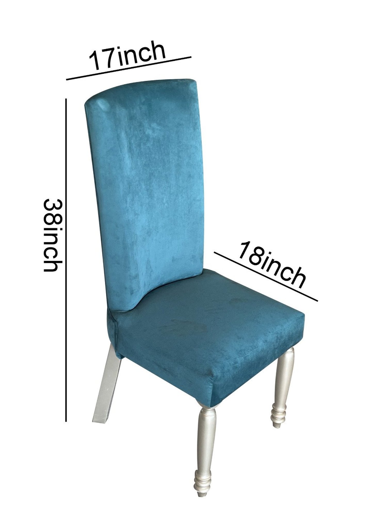 Ikiriya Oliver Solid Silver & Turquoise Wood Dining Chair Turquoise Sea Velvet Finish