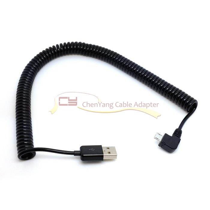 3m Right Angled 90 degree USB 2.0 Micro Male to A Type Male Stretch Data Cable