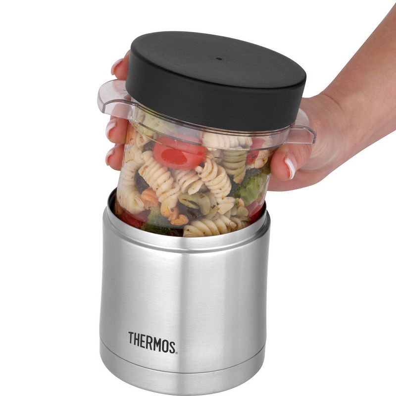 Thermos 12 oz. Stainless Steel Food Jar w/ Microwavable Container - Silver/Black