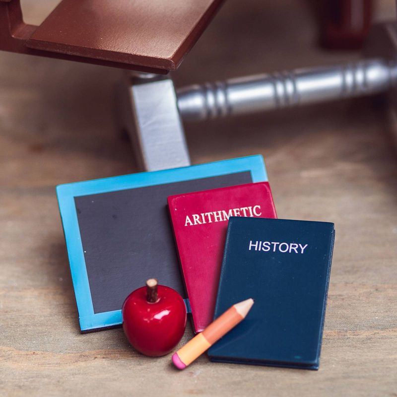 The Queen's Treasures 18 Inch Doll Furniture, 1930's Wooden Desk & 6pc School Accessory Set