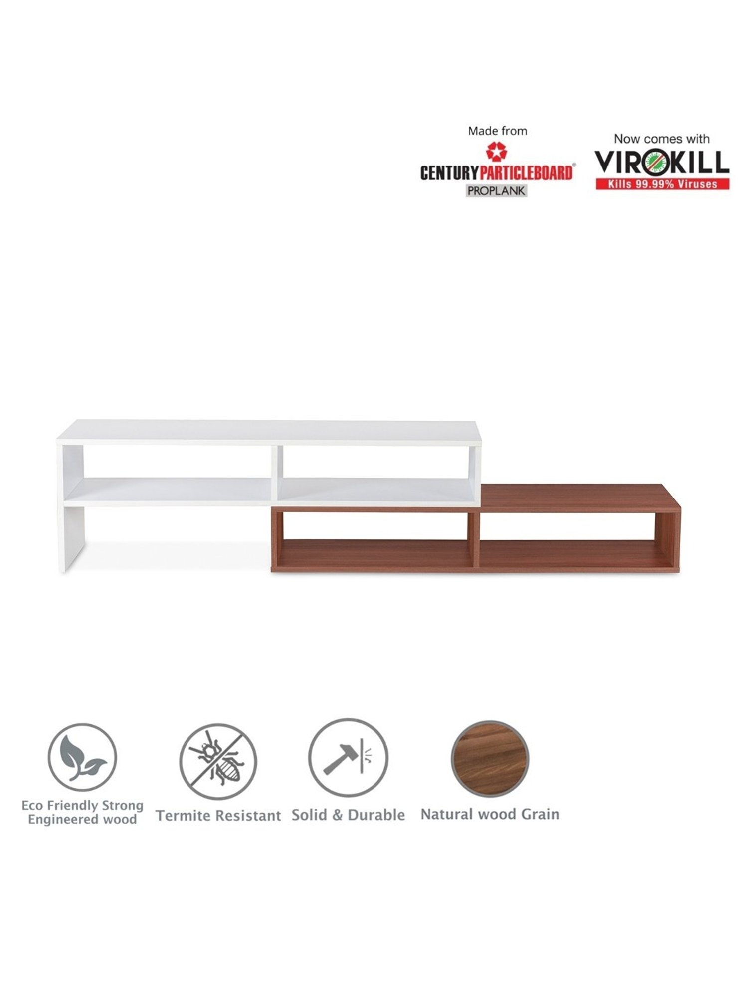 Delite Kom Flex Flowery Wenge & Acacia Dark Engineered Wood TV Entertainment Unit