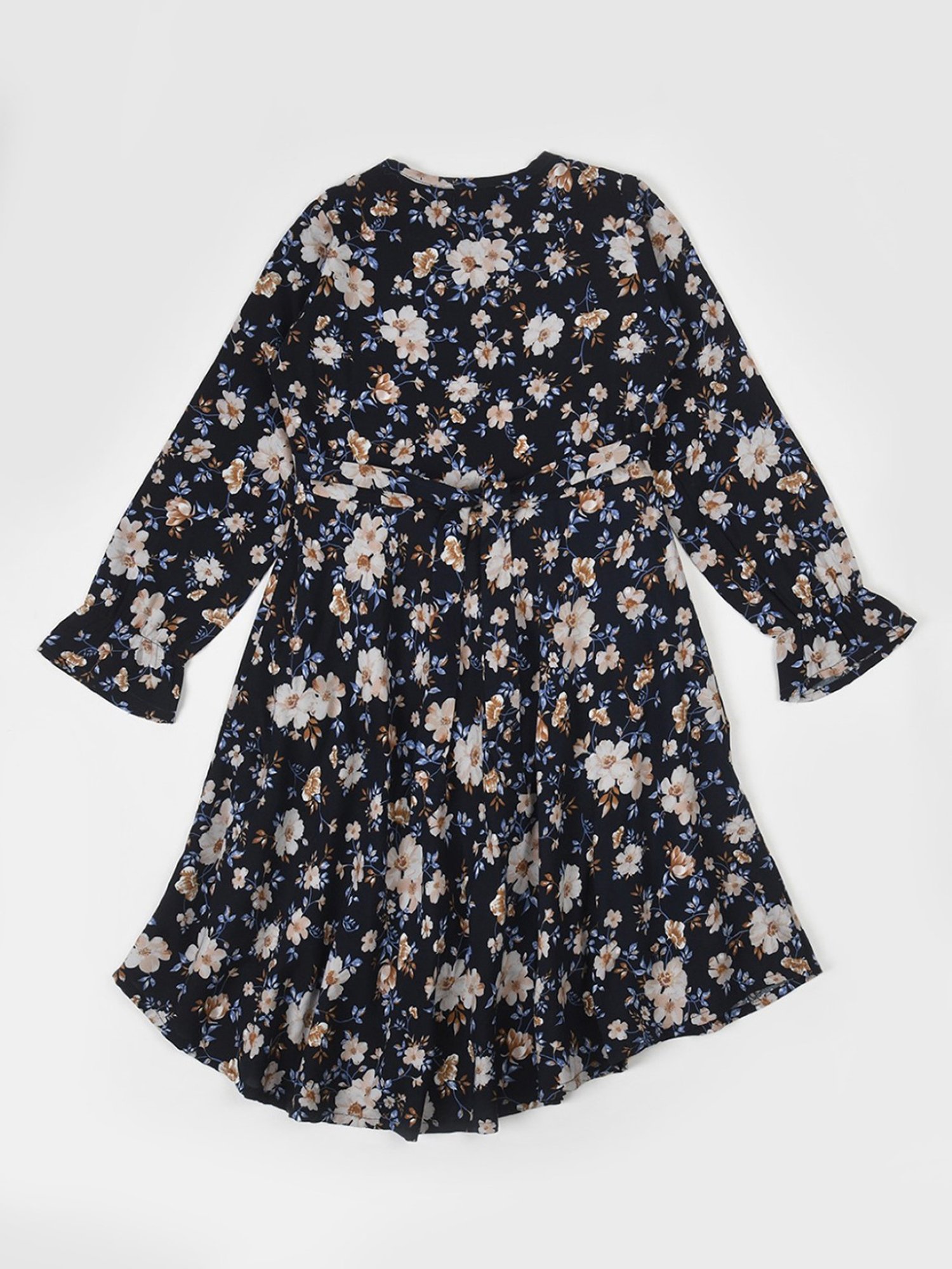 Bella Moda Kids Black Floral Print Full Sleeves Fit & Flare Dress