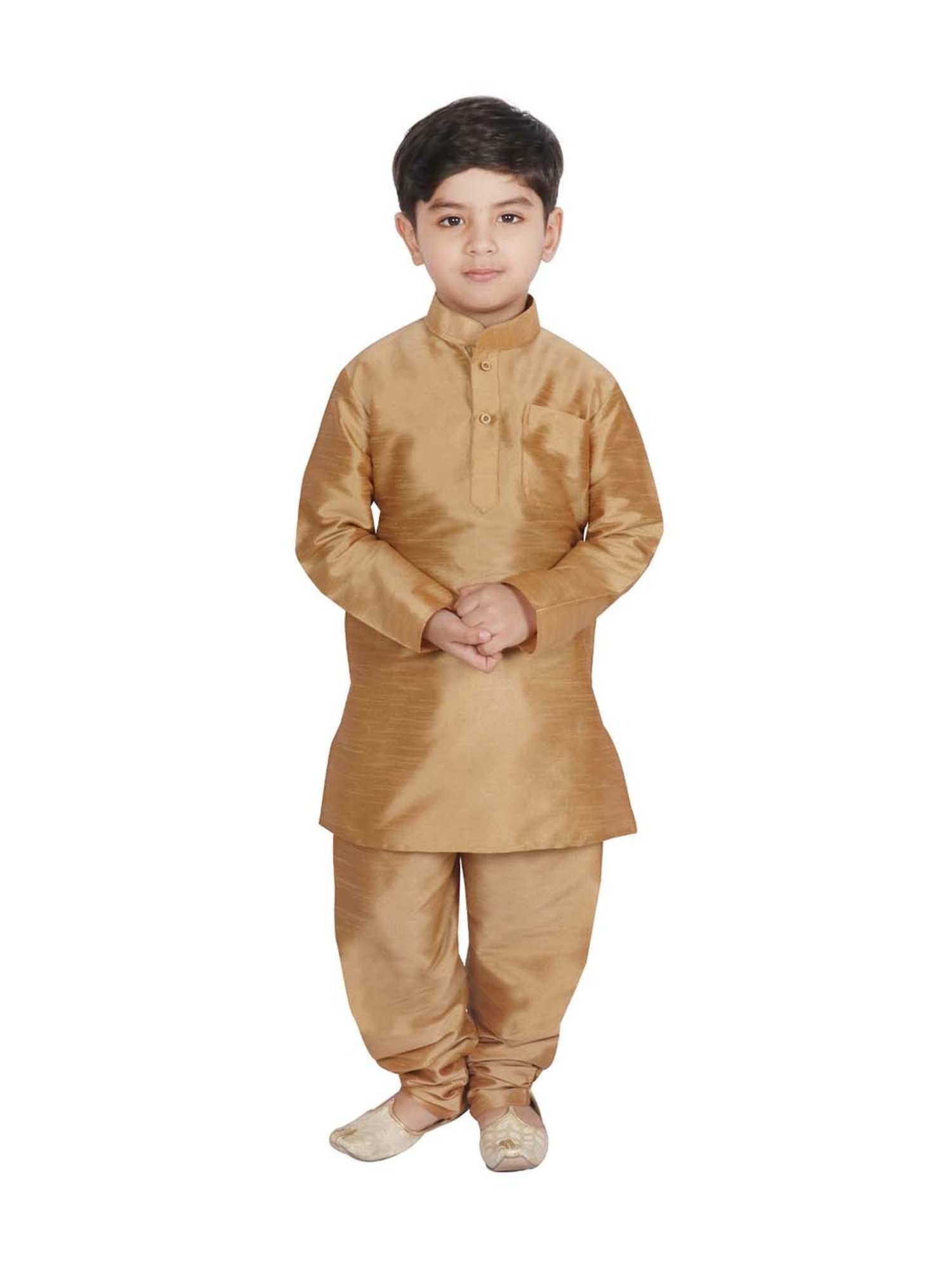 SG Yuvraj Kids Black & Golden Printed Full Sleeves Kurta Set