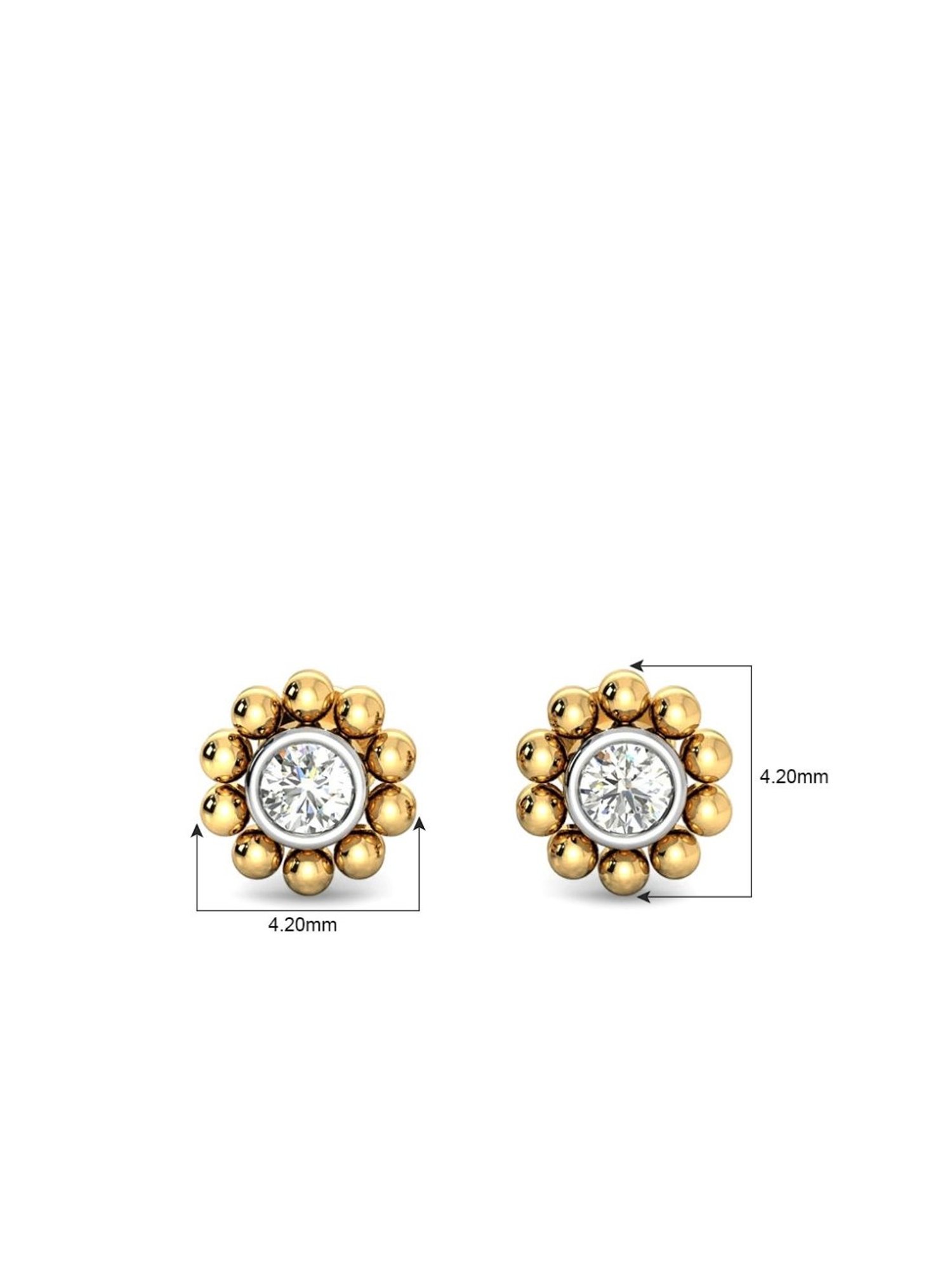 Candere by Kalyan Jewellers Peacock Collection 18k Yellow Gold Diamond Stud Earrings for Women