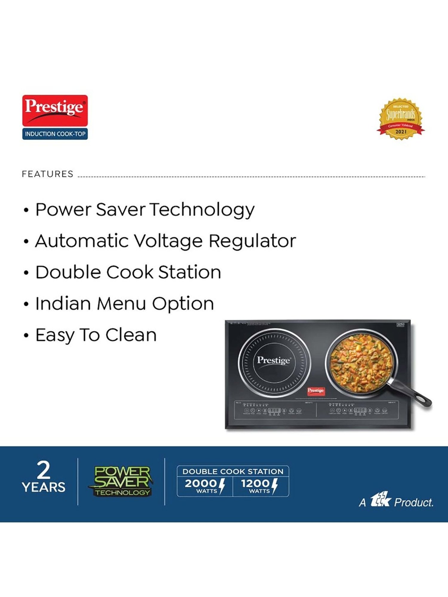 Prestige PIC 16.0 Plus 1900W Induction Cooktop (Black)