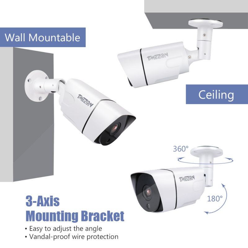 TMEZON 4K Ultra HD CCTV Camera System, 16 Channel H.265+ 4K (3840x2160) Video DVR with No Hard Drive 8 x 4K (8.0MP) IP66 Weatherproof Bullet Surveillance Cameras, IR Night Vision Security Kit