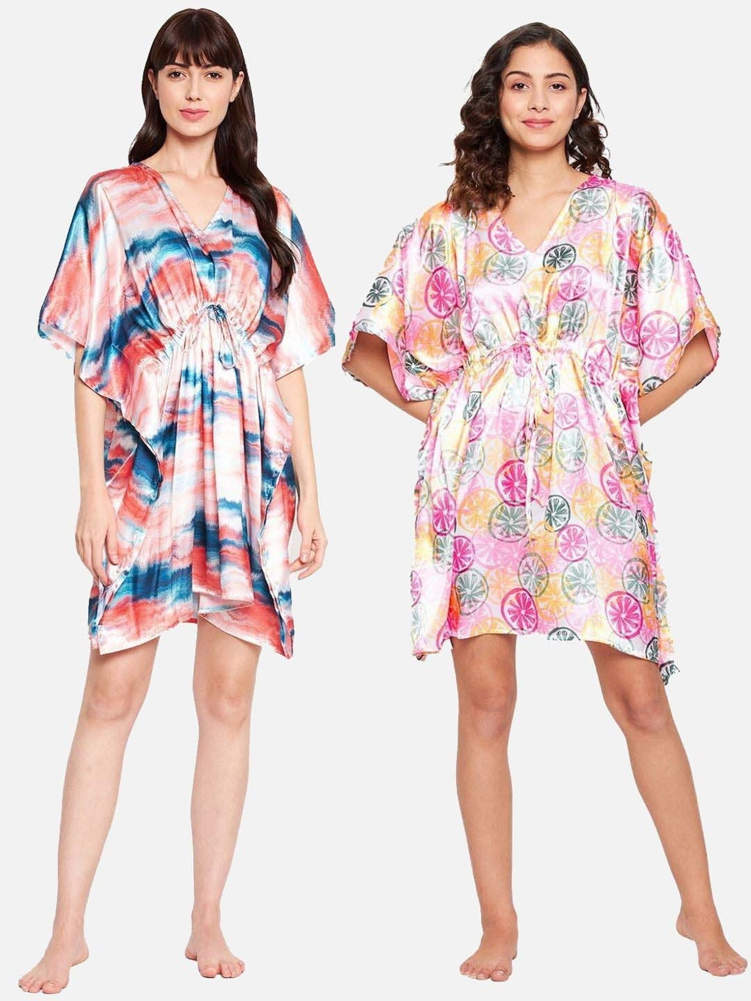Secrets By ZeroKaata Multicolored Printed Kaftan - Pack Of 2