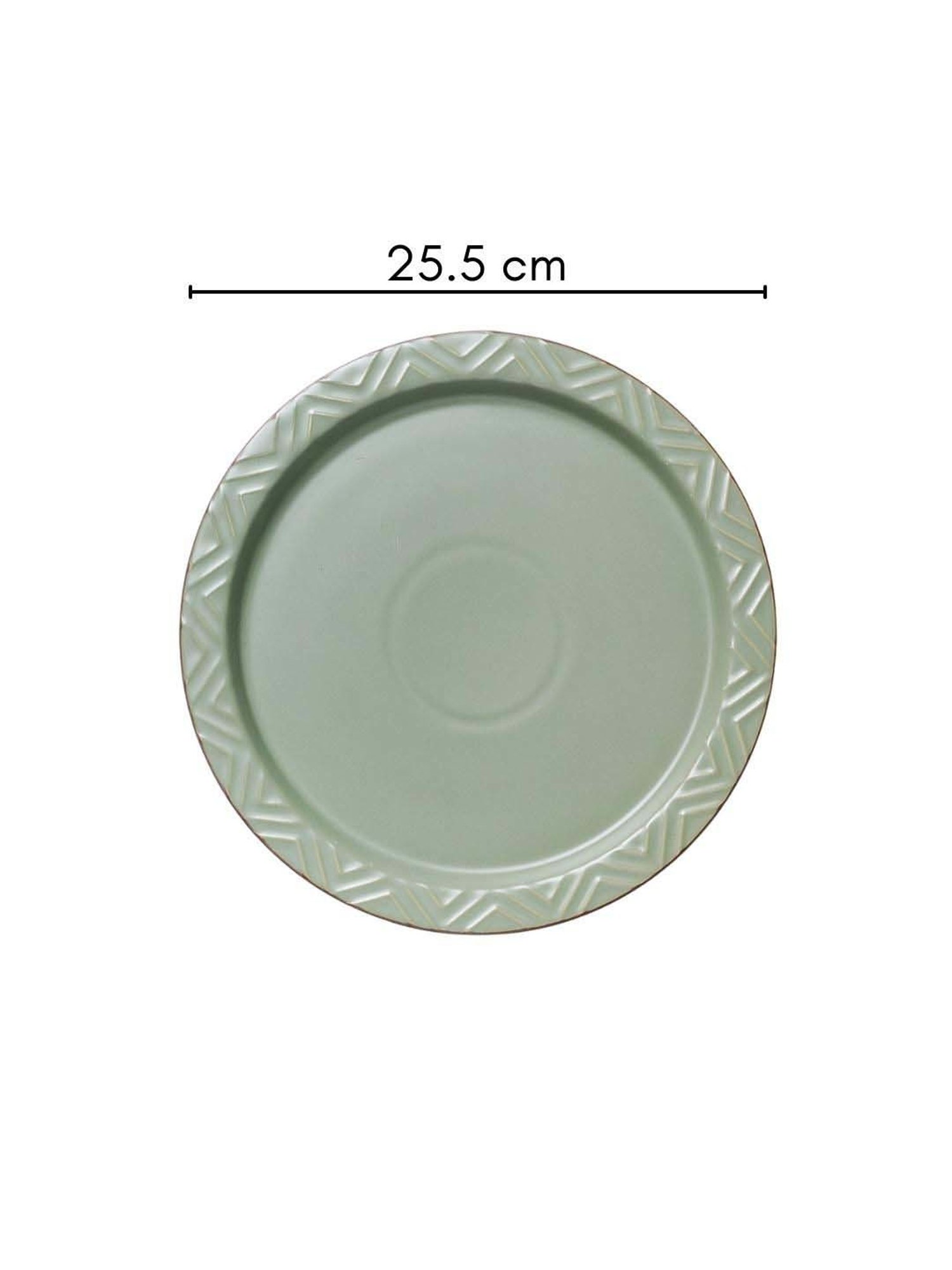 Nestasia Green Colored Textured Rim Fine Ceramics Dinner Plate, Microwave-Safe, 10-inch