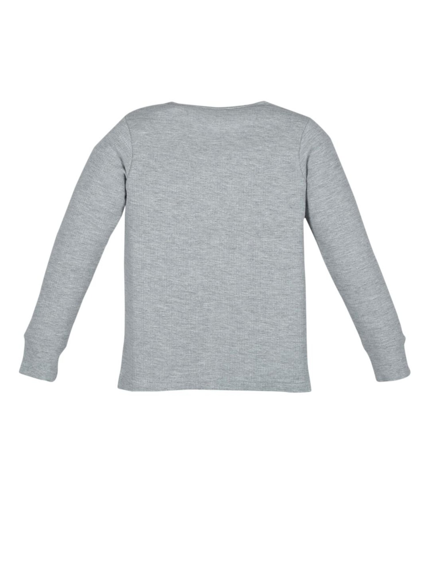 Dyca Kids Grey Melange Textured Thermal Top (Pack Of 2)