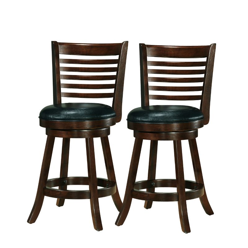 Set of 2 Counter Height Barstools Dark Cappuccino Black - CorLiving