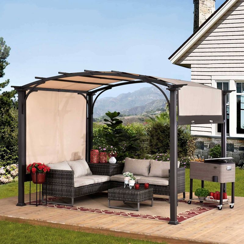Venice 9.5 ' x 11 ' Steel Frame Outdoor Pergola With Adjustable Canopy - Sunjoy