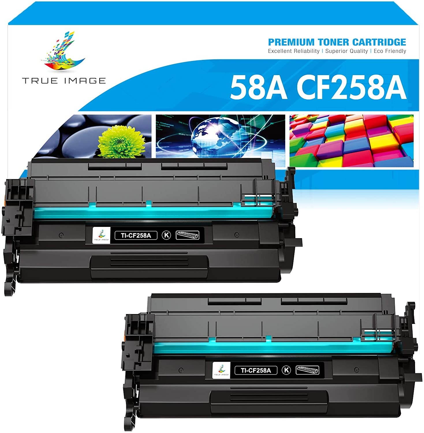 True Image Compatible Toner Cartridge Replacement for HP 58A CF258A 58X CF258X M428fdw HP Laserjet Pro M404n M404dn M404dw MFP M428fdn M428dw M304 M404 M428 Printer Toner (Black, 2-Pack)