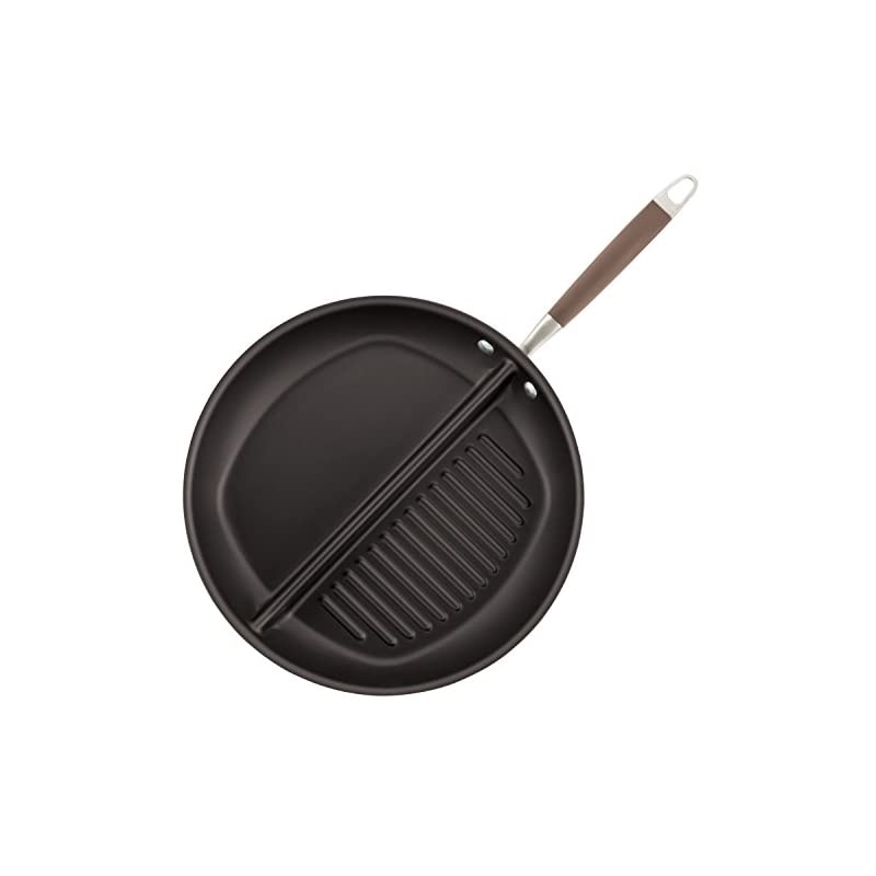 Advanced Hard Anodized Nonstick Divided Grill / Griddle Pan / Skillet - 12.5 Inch, Bronze,84122