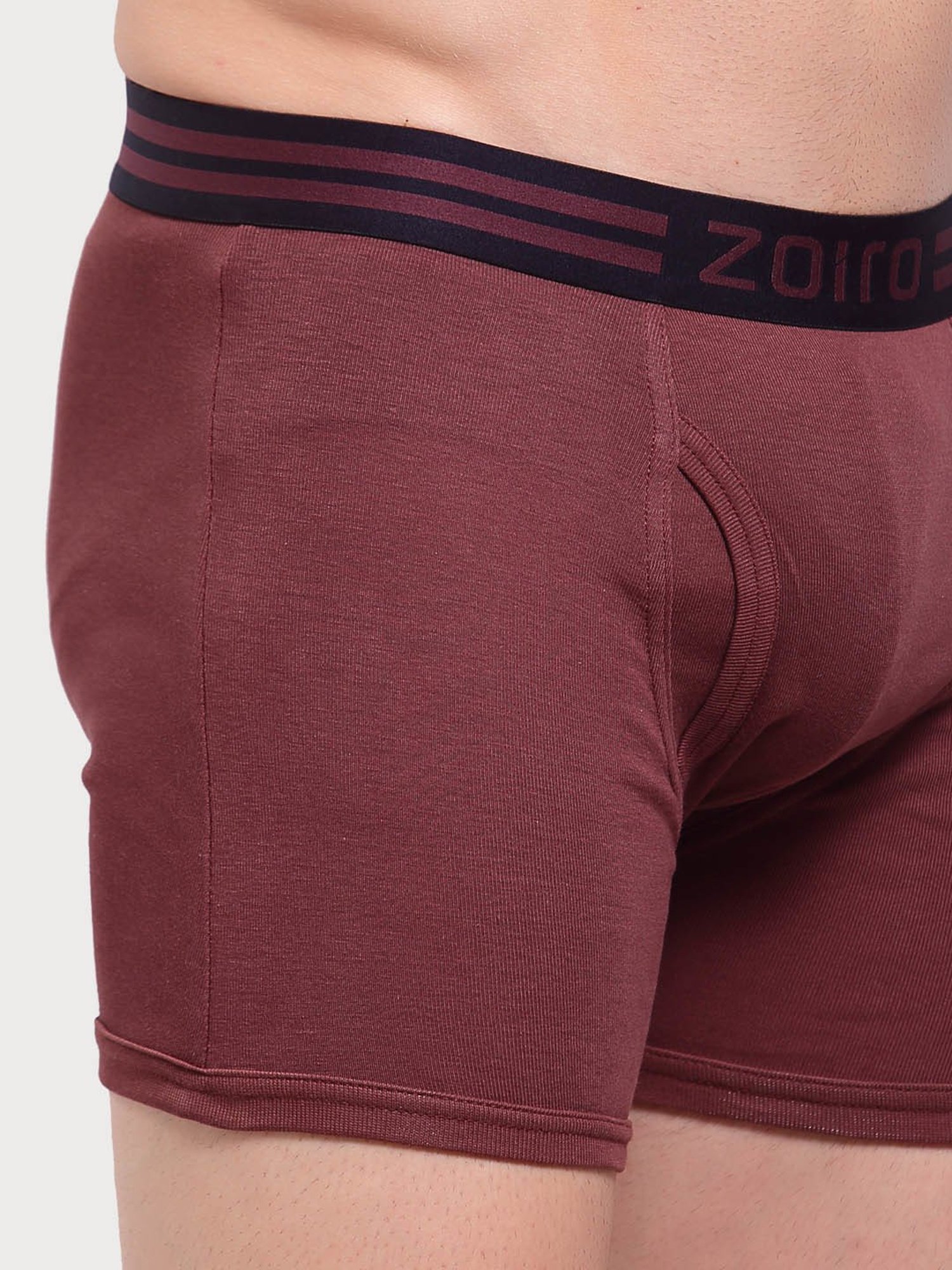 Zoiro Bitter Chocolate & Dark Blue Cotton Regular Fit Trunks - Pack Of 2