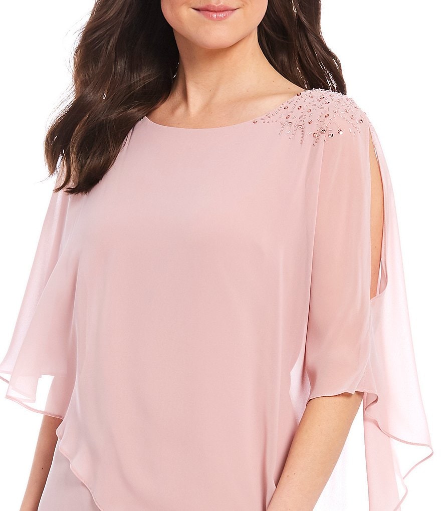 Marina Sequin Lace Round Neck 3/4 Sleeve Sheath Dress