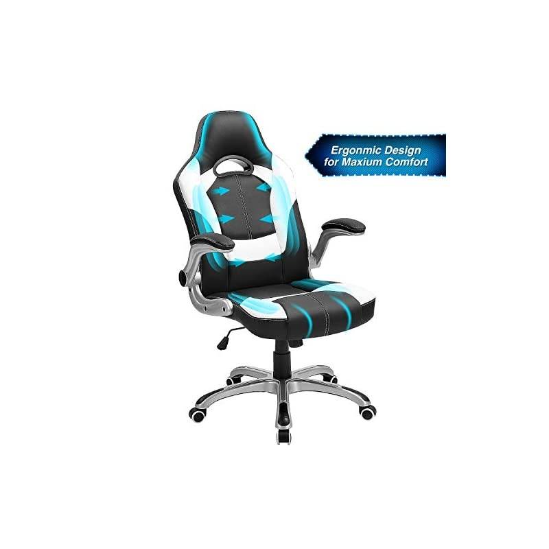 Gaming Chair, Larger Size Ergonomic Swivel Racing Executive High Back Office Chair with 3D armrests- Adjustable Headrest and Lumbar Support, Big and Tall Hold Up to 350lb (Black)