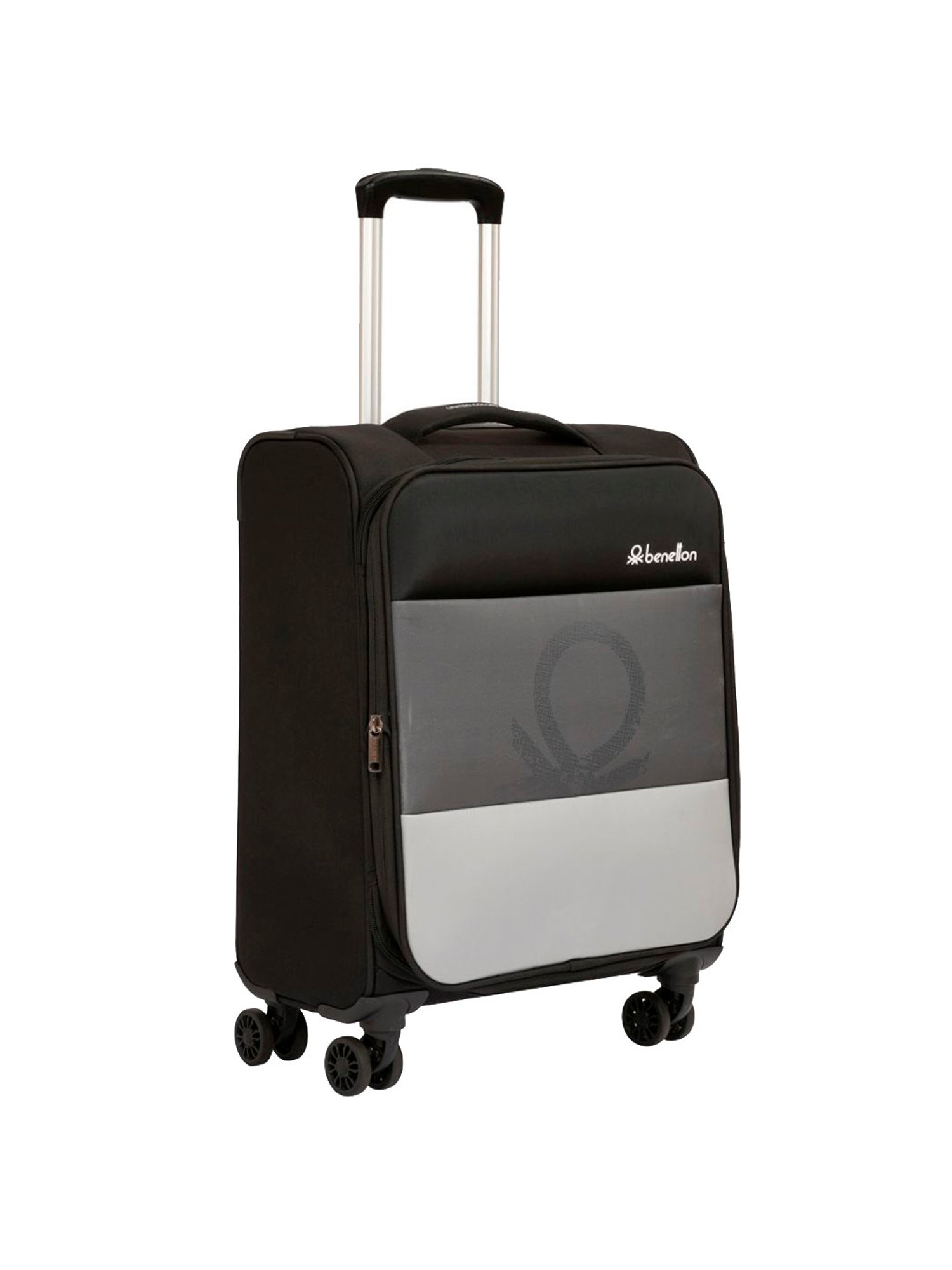 United Colors of Benetton Archimedes Black & Grey Color Block Soft Cabin Trolley Bag -58 Cms