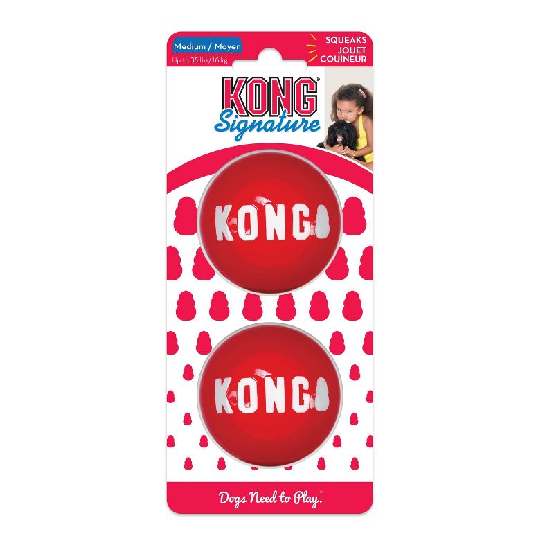 KONG Signature Balls Dog Toy - 2pk - M