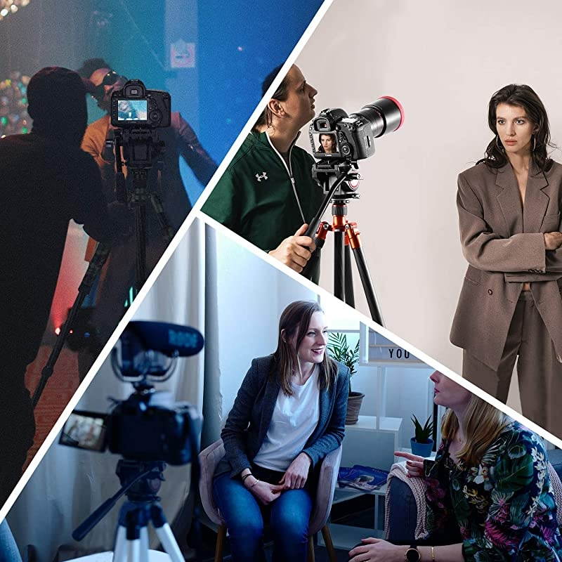 Metal Heavy Duty Video Camera Tripod Fluid Drag Pan Head with 1/4 and 3/8 inches Screws Sliding Plate for DSLR Cameras Video Camcorders Shooting Filming, up to 11 pounds/5 kilograms