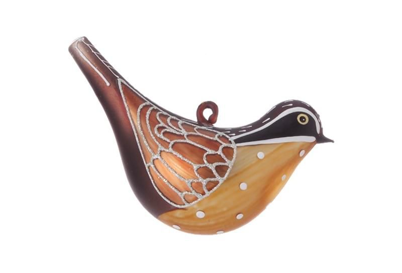 Raz Imports 5" Country Cabin Glittered Bird Christmas Ornament - Gold/Brown