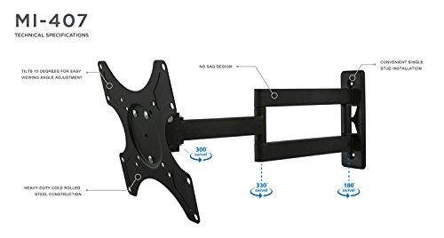 Mount-It! LCD TV Wall Mount Bracket with Full Motion Swing Out Tilt and Swivel Articulating Arm for 13-42" Flat Screen Displays with VESA 75 to 200, 44lb Weight Capacity WITH 18" EXTENSION