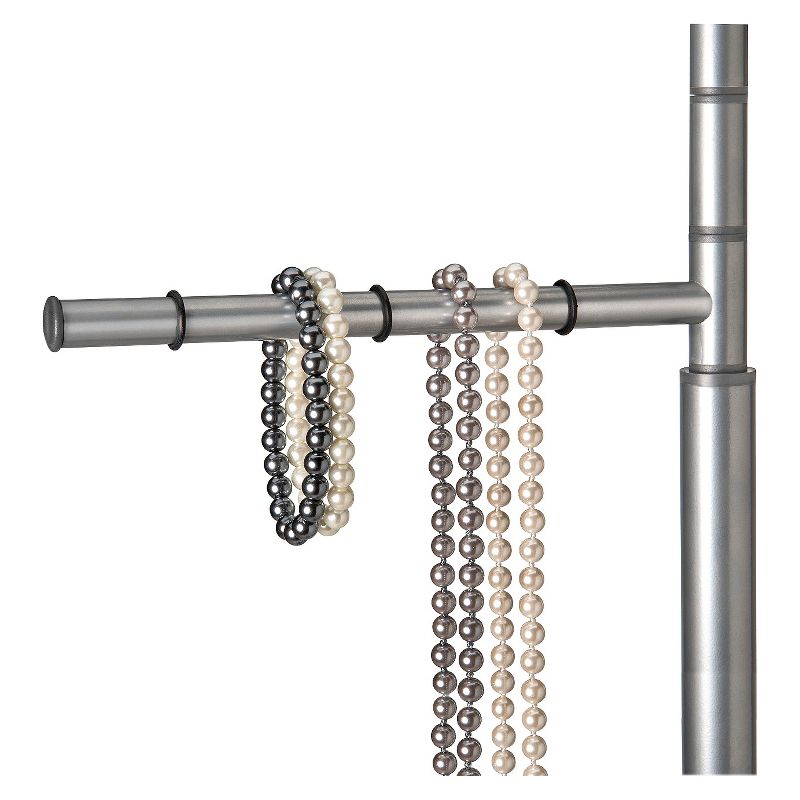 Lynk Floor Standing Pivoting Scarf, Belt, Jewelry Holder - Accessory Organizer Rack - Platinum