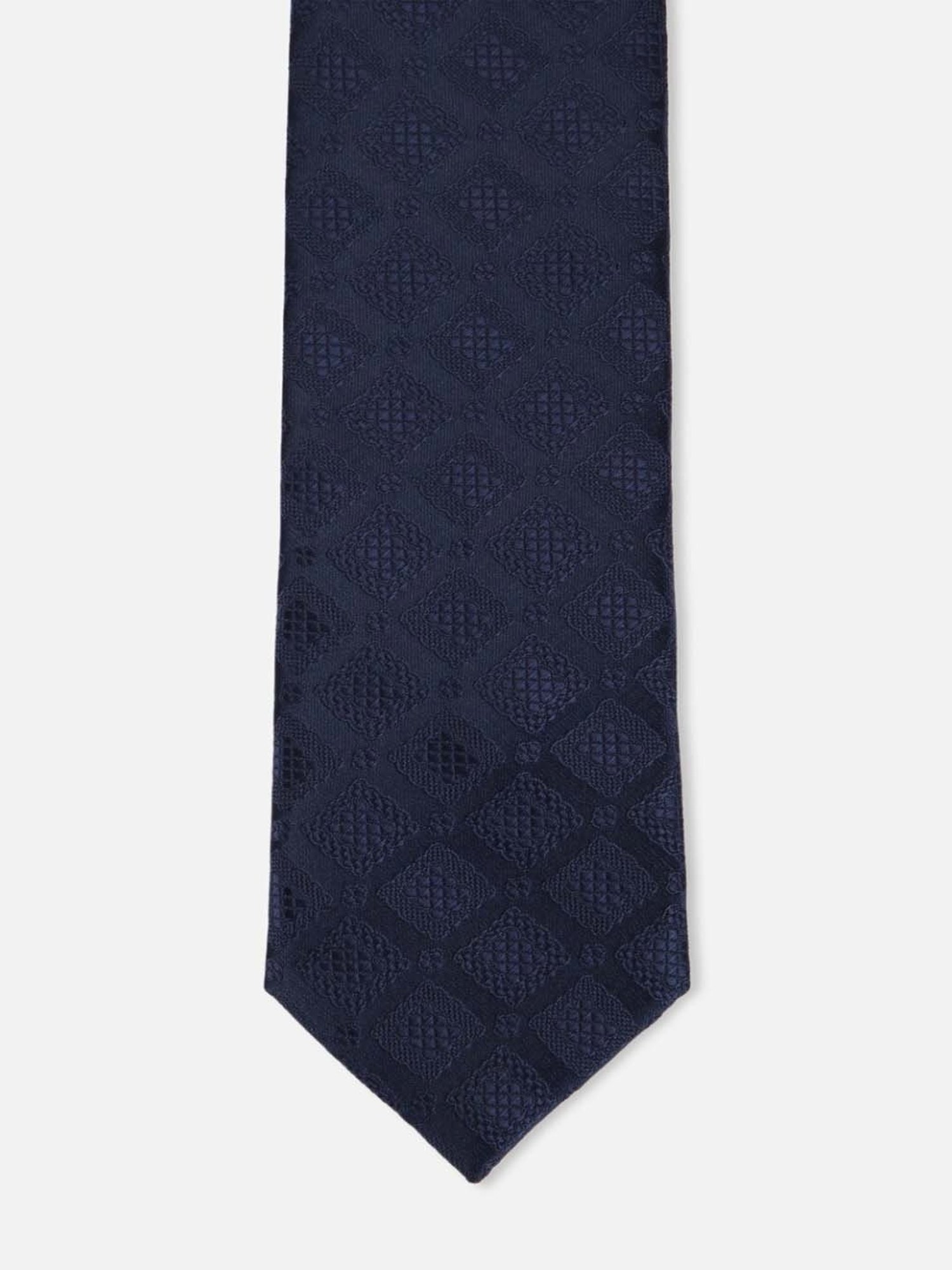Van Heusen Navy Embroidered Tie with Pocket Square & Cufflinks